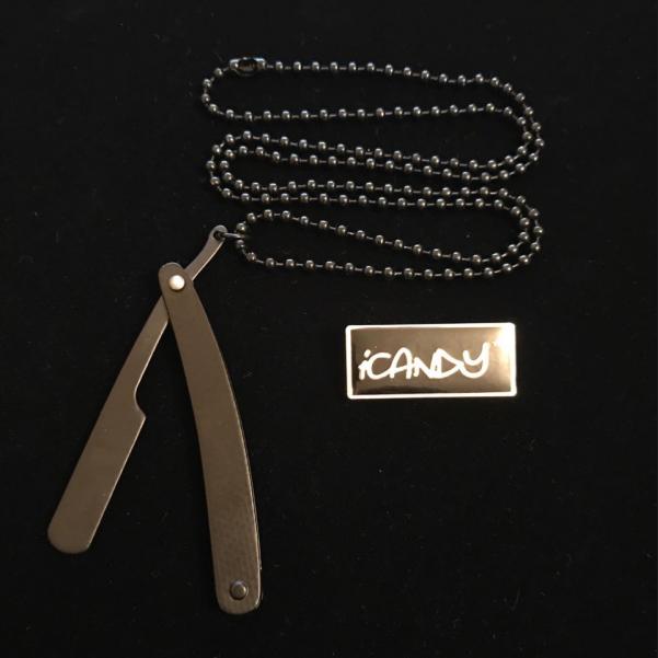 iCandy Black Barber Cut Throat Razor Chain Necklace