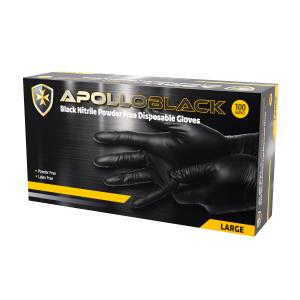 Apollo Black Nitrile Gloves 100pc